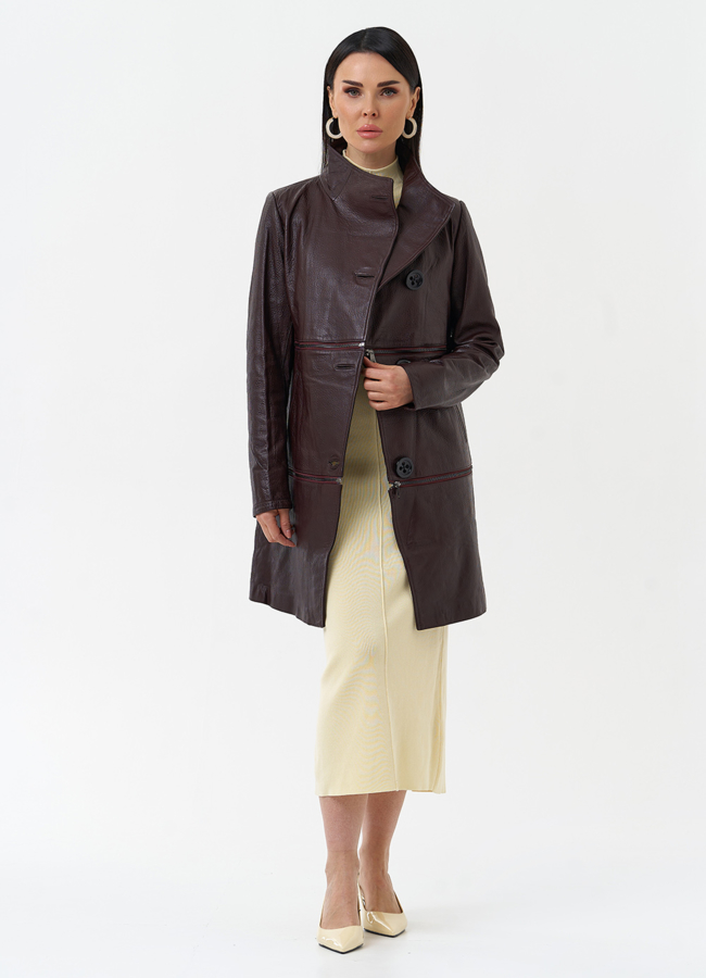 Плащ трансформер из натуральной кожи модель № 30163 в рассрочку