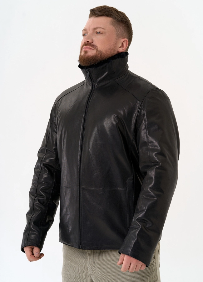 Мужская дубленка черного цвета модель № 31778 универмаг малина
