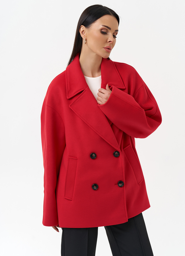 Укороченное двубортное пальто модель № 30087 универмаг малина