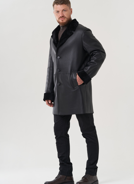 Дубленка мужская черного цвета 