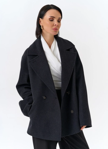 Женское укороченное пальто с английским воротником фото