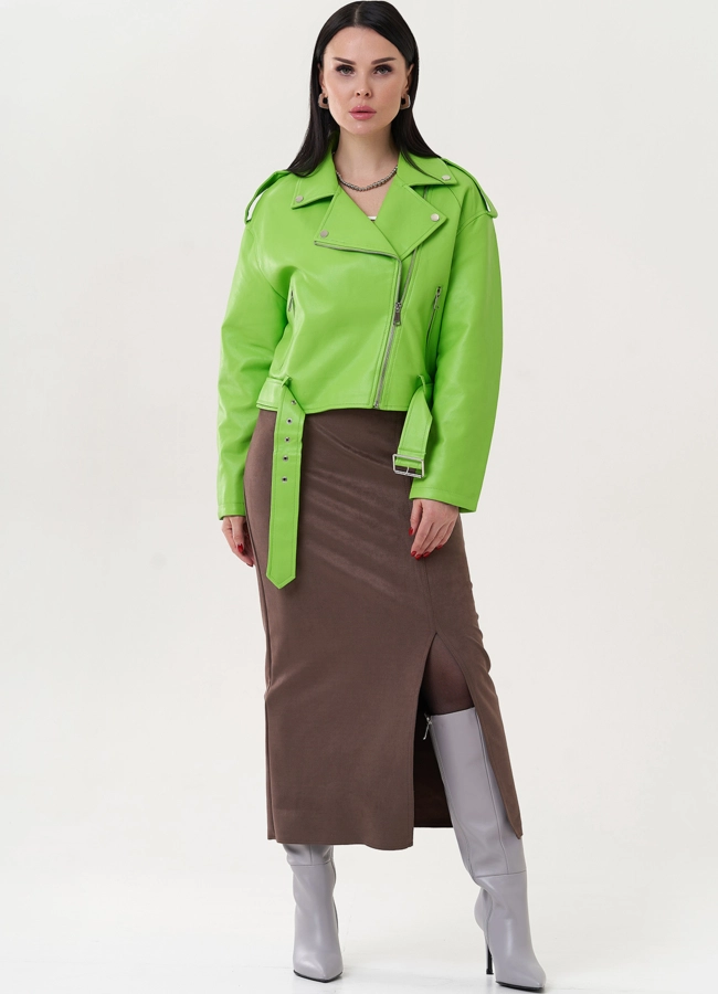 фото Куртка из эко кожи с английским воротником модель № 26798