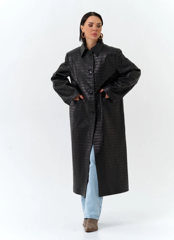 Женский плащ из натуральной кожи 