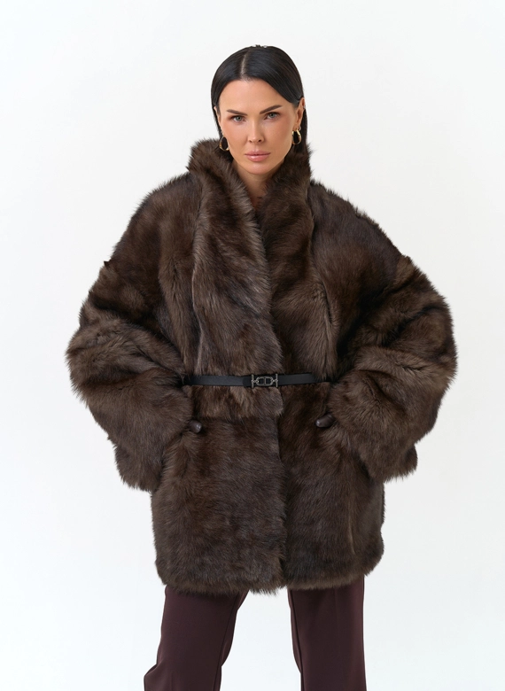Женская двухсторонняя дубленка фото