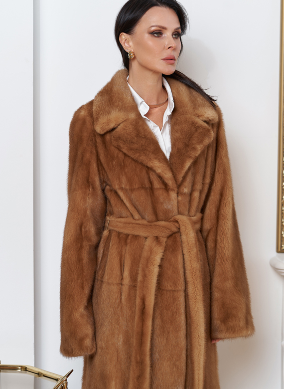 Женская длинная шуба из меха норки