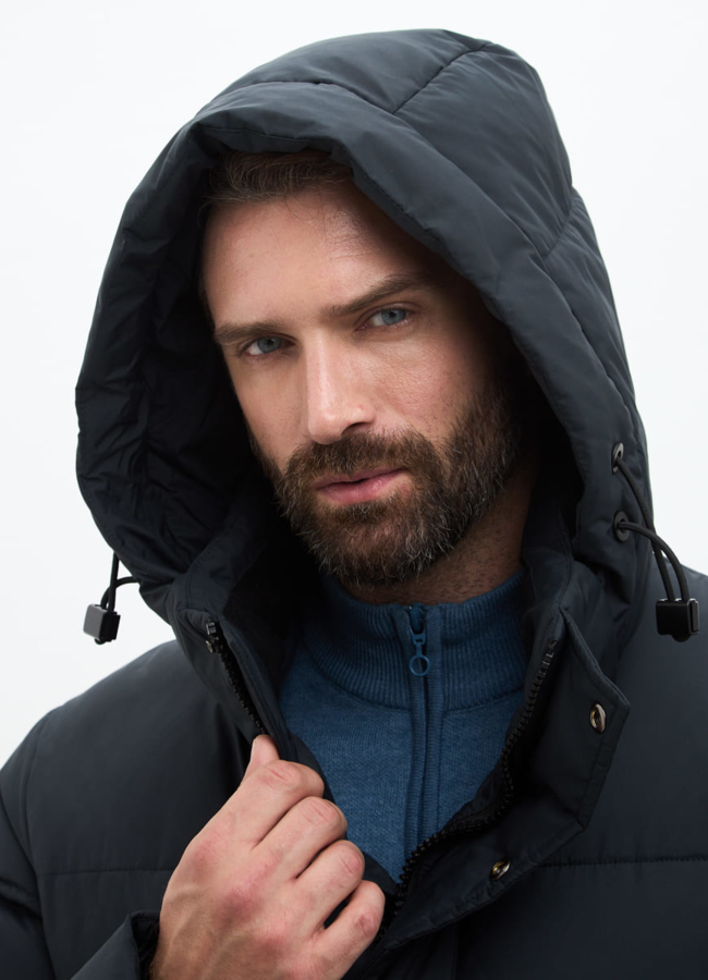 Мужской пуховик с капюшоном  модель № 32034 универмаг малина