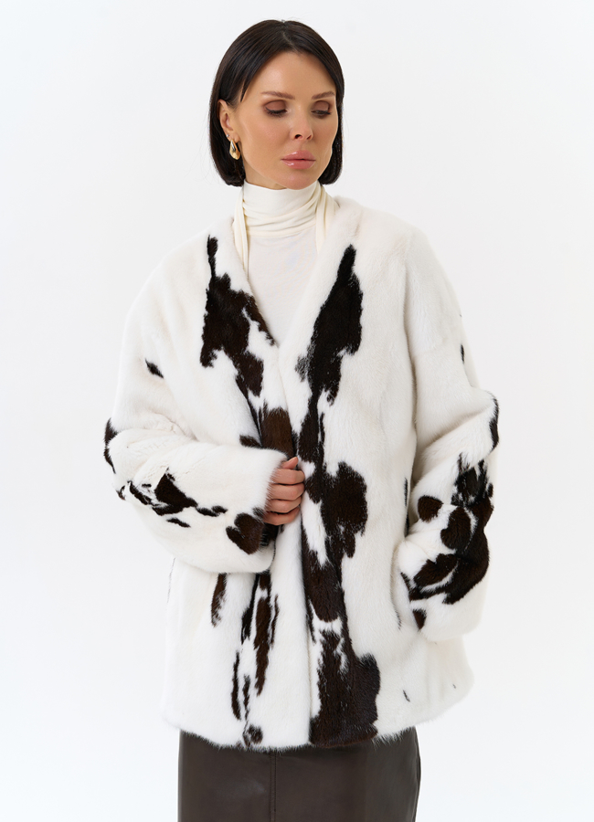 Жакет из меха норки в расцветке 